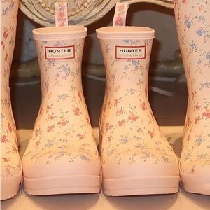 💧☔️🌦️Hunter x LoveShackFancy Women’s PLAY™ Short Rose Heart Rain Boots NWT